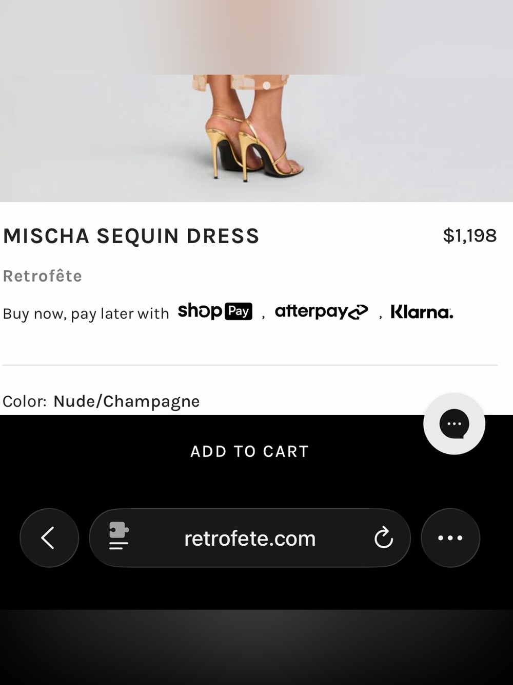 Retrofete Nude Gold Sequin Midi Dress - Picture 9 of 9